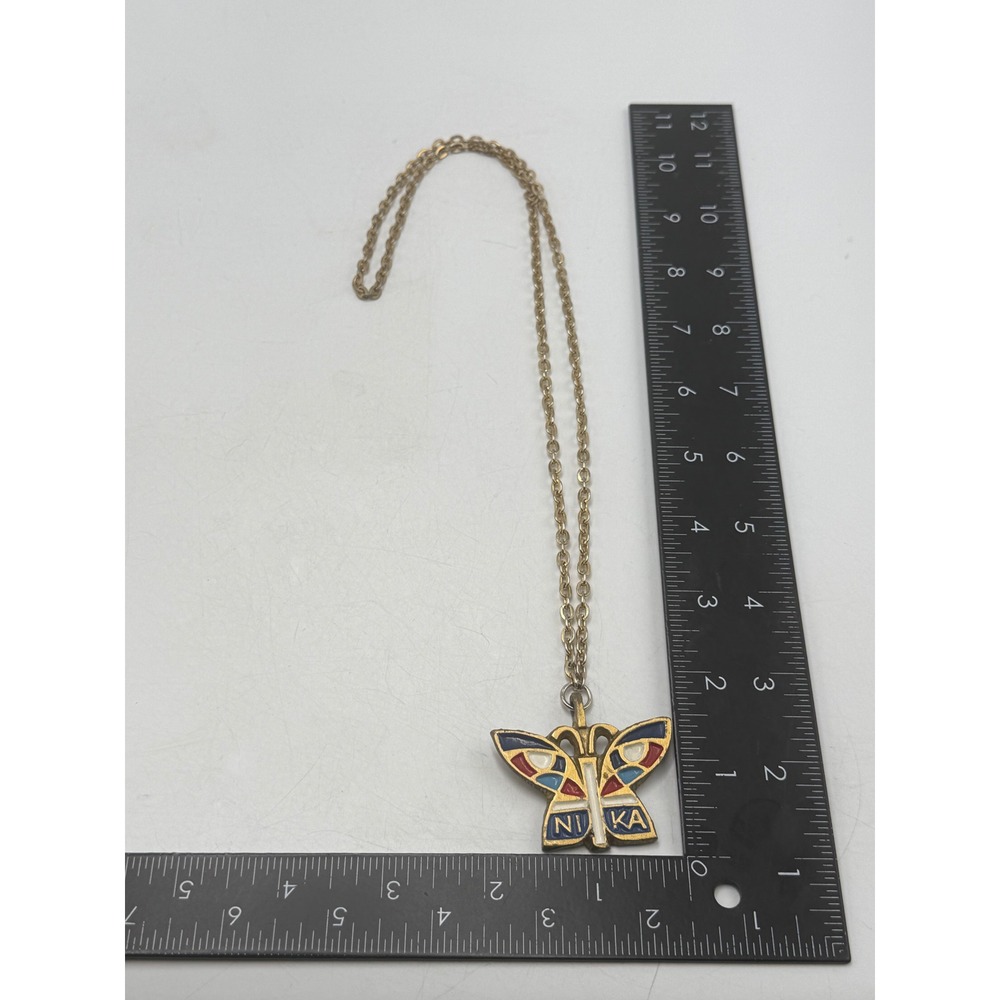 Terra Sancta Guild Butterfly NIKA Enamel Necklace Christ Is Risen Israel Vintage - Picture 4 of 4